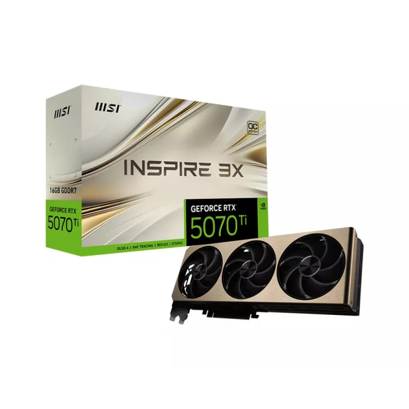 MSI GEFORCE RTX 5070 TI 16G INSPIRE 3X OC -näytönohjain NVIDIA 16 GB GDDR7