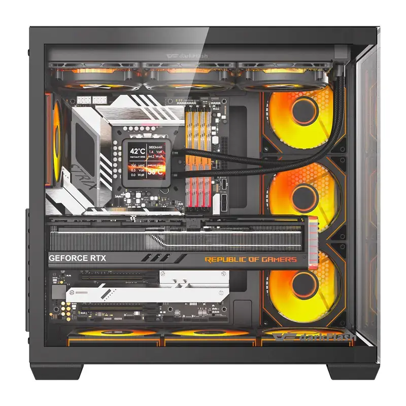 Tietokonekotelo Darkflash C280 (musta) 7 esiasennetulla tuulettimella