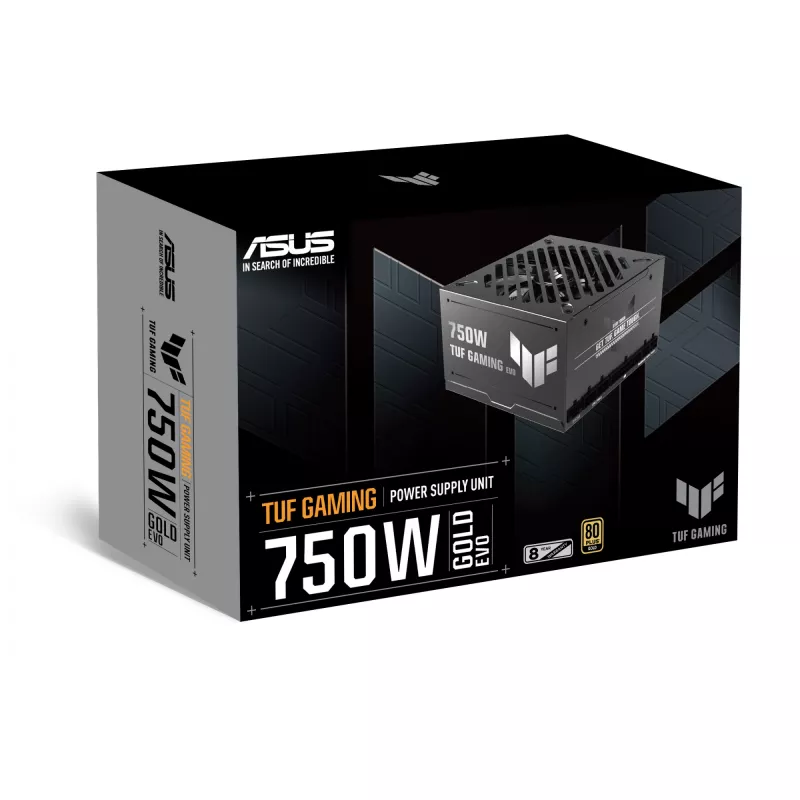 Virtalähde ASUS TUF Gaming 750G EVO — 750 W, ATX, 80 PLUS Gold, 20+4-pin, musta