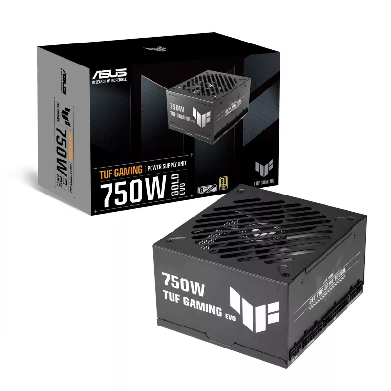 Virtalähde ASUS TUF Gaming 750G EVO — 750 W, ATX, 80 PLUS Gold, 20+4-pin, musta