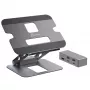 j5create JTS327 Multi-Angle 4K -telakointiteline, kannettavan tietokoneen teline, harmaa, alumiini, 40,6 cm (16