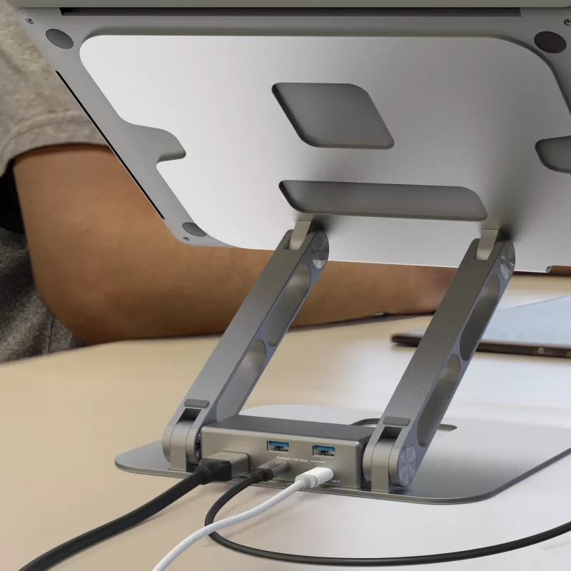 j5create JTS327 Multi-Angle 4K -telakointiteline, kannettavan tietokoneen teline, harmaa, alumiini, 40,6 cm (16 inch), 4 kg, Windows-kannettava / Mac