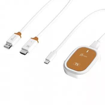 j5create ScreenCast FHD USB-C -langaton näytönlaajennin, dongle, USB, USB Type-C, valkoinen, 1 A, 0 - 40 °C