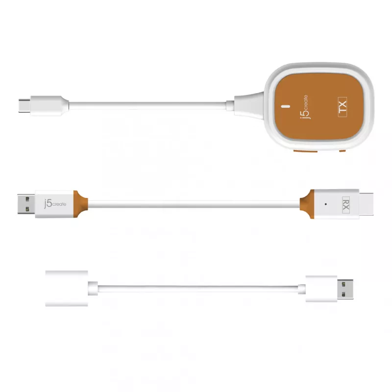 j5create ScreenCast FHD USB-C -langaton näytönlaajennin, dongle, USB, USB Type-C, valkoinen, 1 A, 0 - 40 °C
