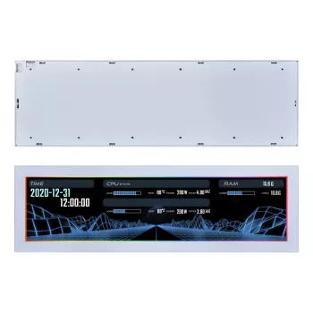 Näyttöpaneeli Lian Li SM088W — yleinen kotelodisplay, valkoinen, 237×73×13 mm, 5 V tulo