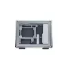 Tietokonekotelo Cooler Master MasterFrame 400 Mesh hopea, mATX, läpinäkyvä sivupaneeli, 1x 120 mm ARGB-tuuletin
