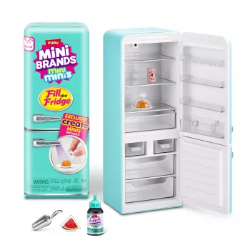 Lelusetti Zuru Mini Brands Mini Minis Fill the Fridge Playset — keräiltävät pienoismallielintarvikkeet jääkaappitarvikkeineen