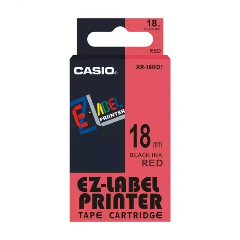 Tarratulostinnauha Casio XR-18RD1 musta punaisella