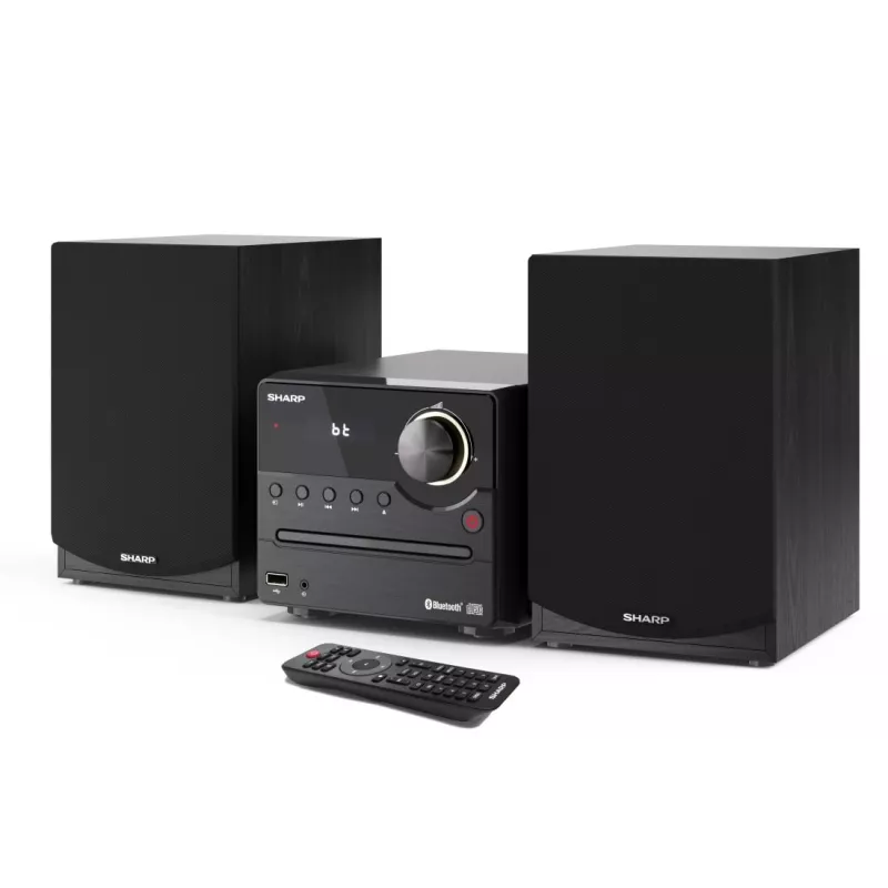 Hifi-mikrosarja Sharp XL-B512(BK) – 45 W, yksittäinen CD-soitin, FM-radio, MP3, banaaniliittimet kaiuttimille, musta