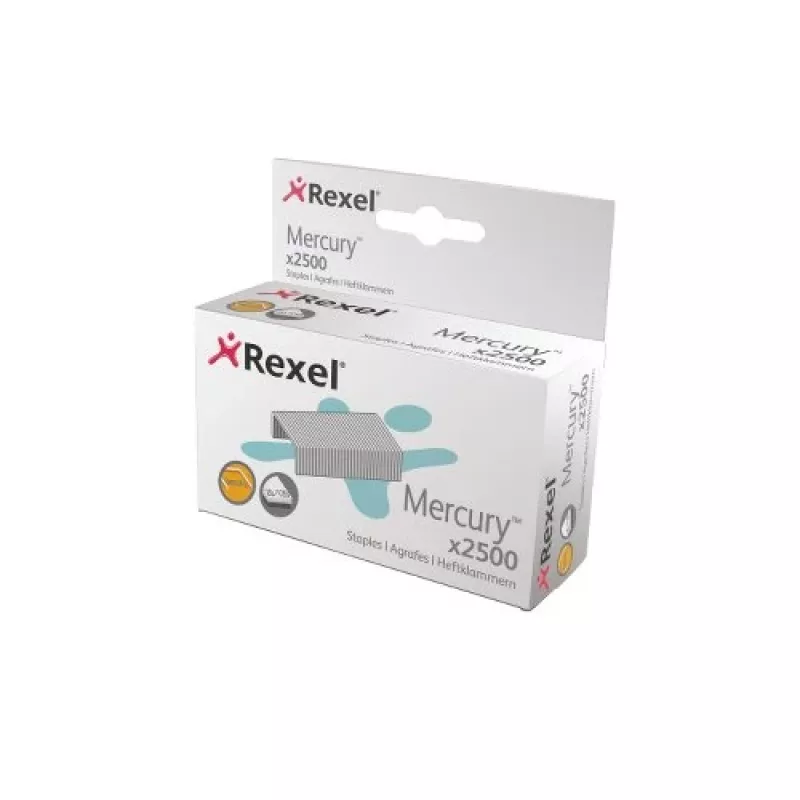 Rexel Mercury Heavy Duty -niitit (2500), niittipakkaus, 2500 niittiä, teräs, hopea, 120 arkkia, 220 g