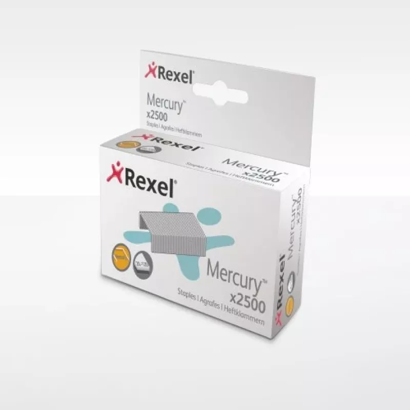 Rexel Mercury Heavy Duty -niitit (2500), niittipakkaus, 2500 niittiä, teräs, hopea, 120 arkkia, 220 g
