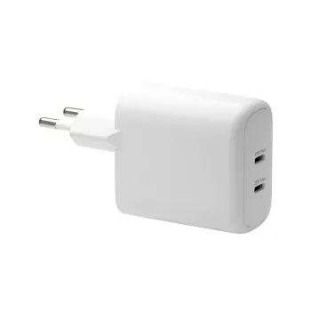 Seinänalaturi dbramante re-charge Pro — 2× USB-C 25W, 110–240V, valkoinen