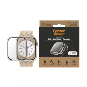 PanzerGlass koko kehon näytönsuojakalvo Apple Watch Series 9/8/7 45 mm, läpinäkyvä (3659)