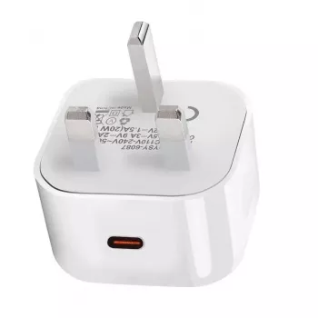 eSTUFF kotilaturi USB-C PD 3A 20W, UK-pistoke - valkoinen