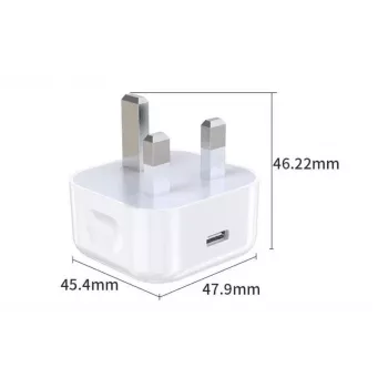 eSTUFF kotilaturi USB-C PD 3A 20W, UK-pistoke - valkoinen