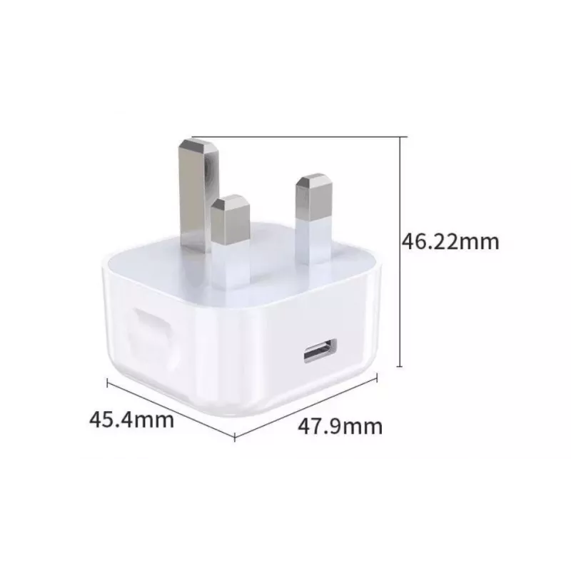 eSTUFF kotilaturi USB-C PD 3A 20W, UK-pistoke - valkoinen
