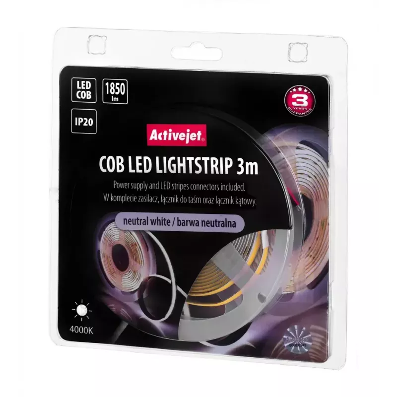 Yleis-LED-nauha ActiveJet AJE-COB 3 m neutraalinvalkoinen 1850 lm 19 W IP20