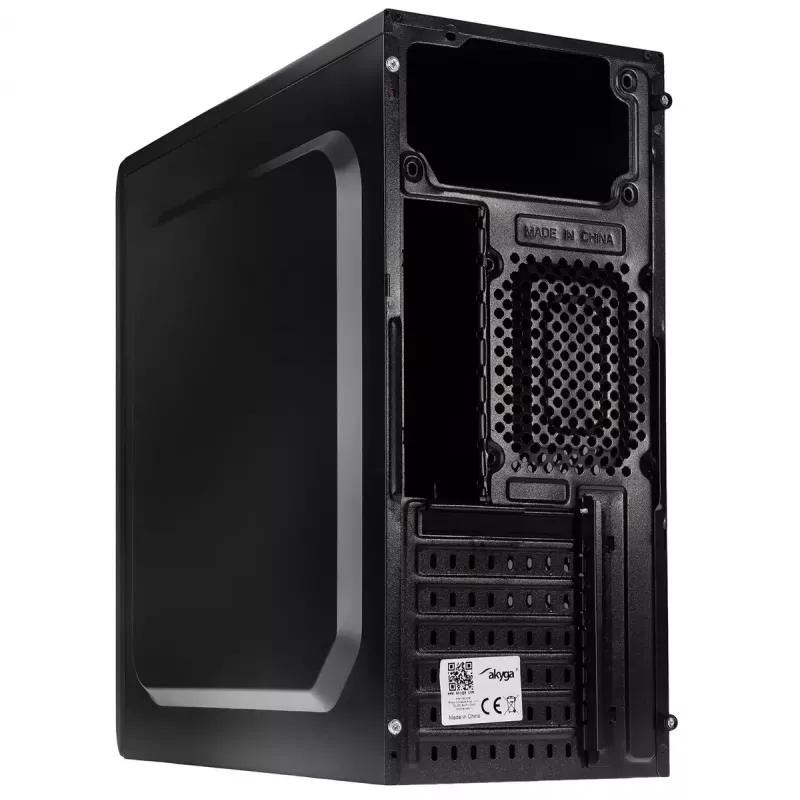 Akyga AK939BL Midi Tower -tietokonekotelo, ATX / Micro-ATX / Mini-ITX, 2x USB 2.0, ilman virtalähdettä, musta
