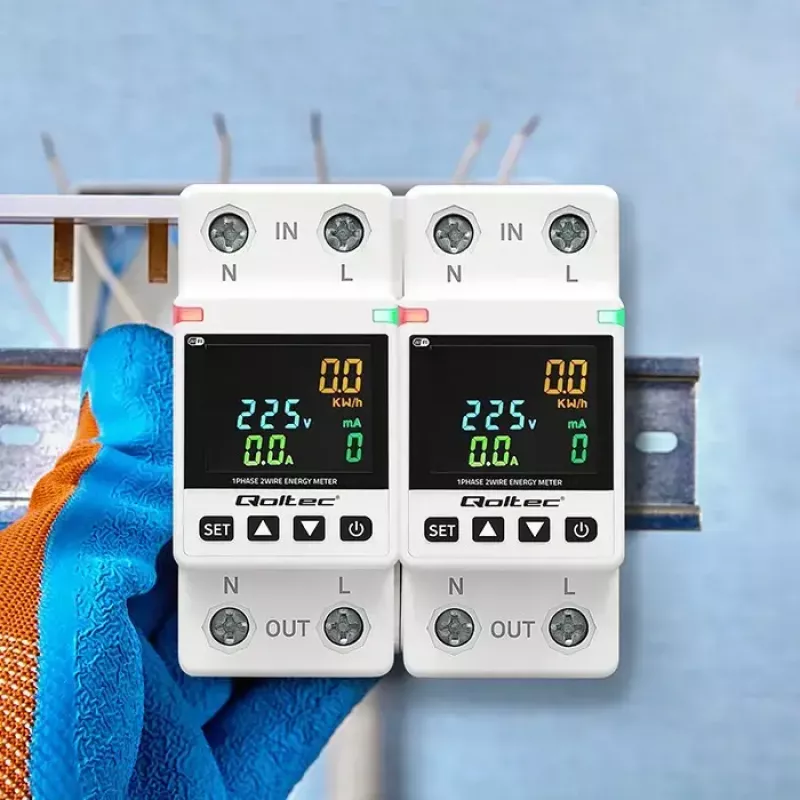 Yksivaiheinen energiankulutusmittari QOLTEC 50981 DIN35 230V 50Hz