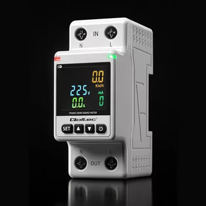 Yksivaiheinen energiankulutusmittari QOLTEC 50981 DIN35 230V 50Hz