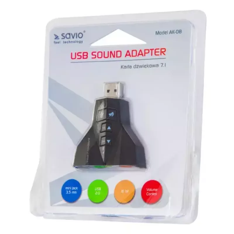 Äänikortti Savio AK-08 USB 2.0 7.1 liitäntä