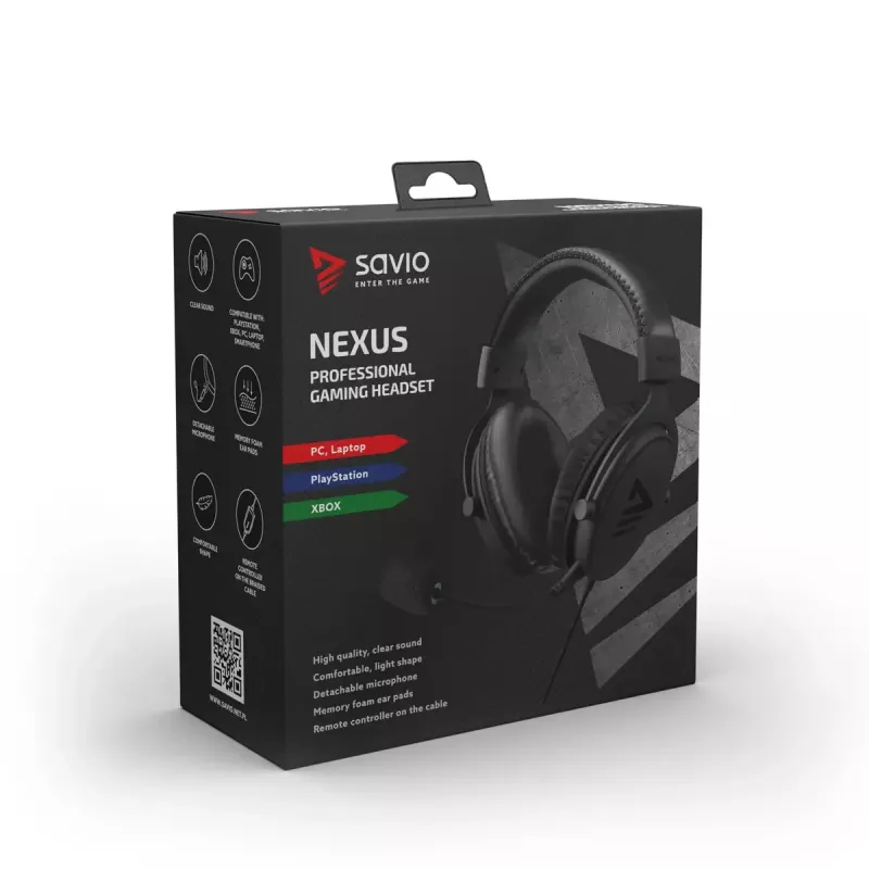 Headset Savio NEXUS johdollinen pelikuulokemikrofoni musta