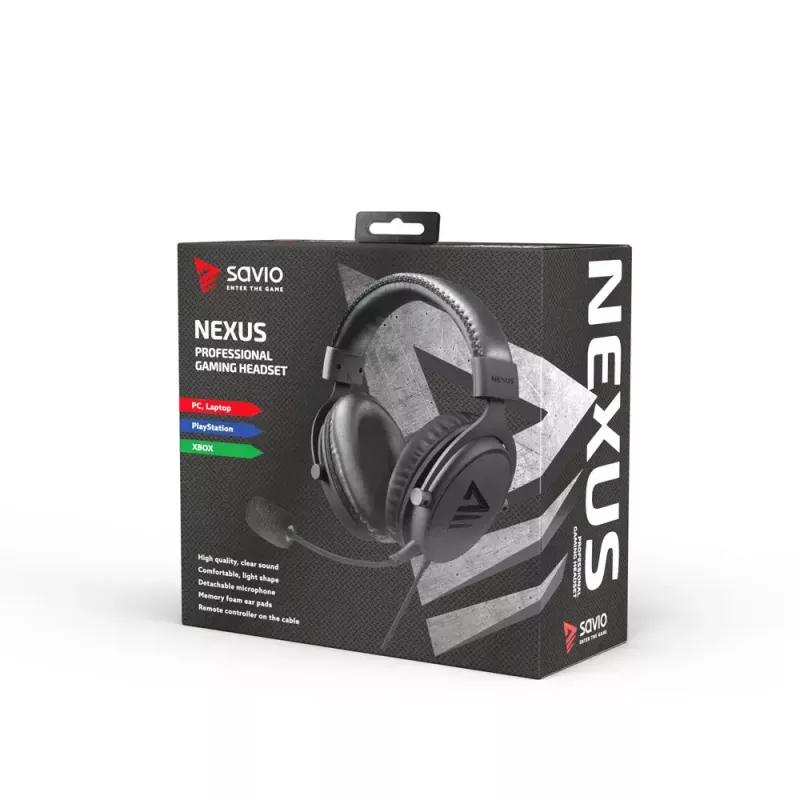 Headset Savio NEXUS johdollinen pelikuulokemikrofoni musta