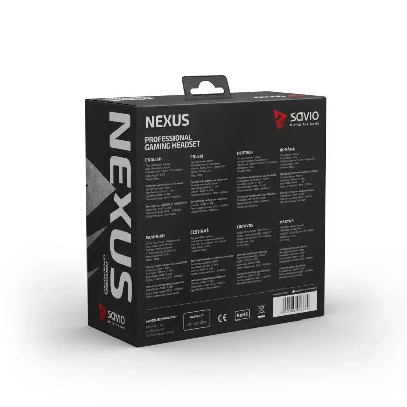 Headset Savio NEXUS johdollinen pelikuulokemikrofoni musta