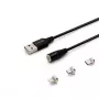 USB 2.0 -kaapeli SAVIO CL-155, USB A vaihdettavaan USB-C / Micro-USB B / Lightning, 2 m, musta