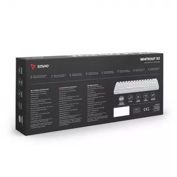 Savio WHITEOUT X2 RED -pelinäppäimistö USB QWERTY mekaaninen 61 näppäintä