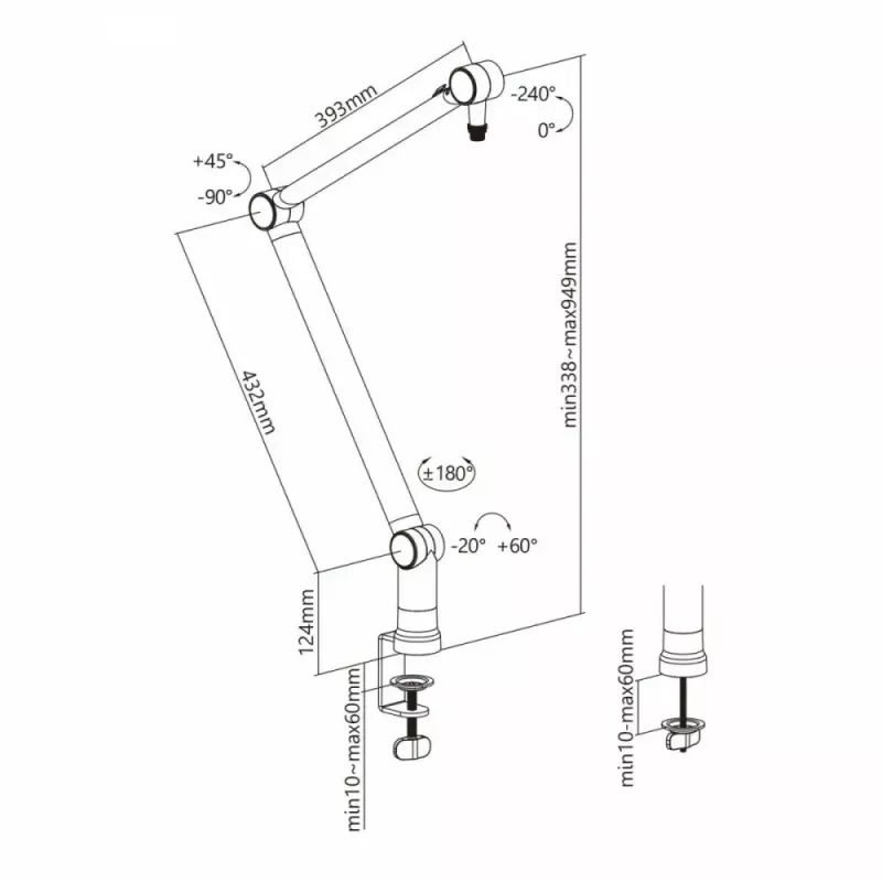 Maclean MC-898 mikrofonin pidike puomi, max 1 kg
