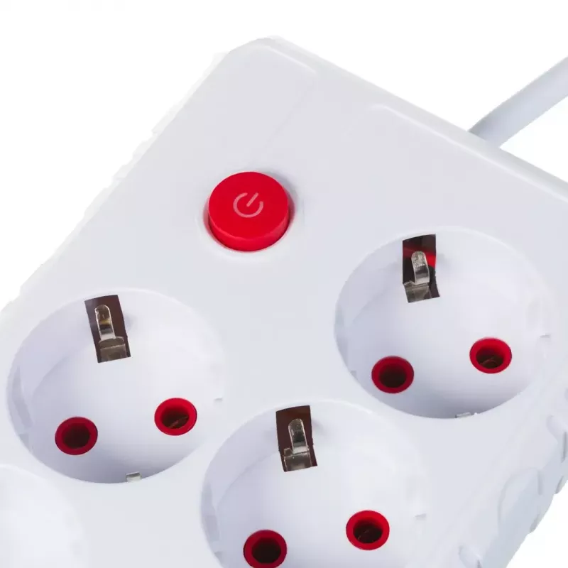 Jatkojohto MACLEAN MCE393 W – 4 pistorasiaa + 3×USB, 110–240V, 2,1A USB, 2500W, 3 m, valkoinen