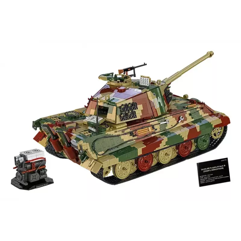 Rakennuslelu panssarivaunu Cobi Tiger II Königstiger mittakaava 1:12 malli