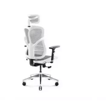 Ergonominen toimistotuoli Diablo Chairs V-Basic valkoinen-harmaa – säädettävä korkeus ja kallistus, käsinojat, lannerangan tuki