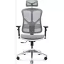 Ergonominen toimistotuoli Diablo Chairs V-Basic valkoinen-harmaa – säädettävä korkeus ja kallistus, käsinojat, lannerangan tuki