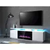 TV-kaappi Cama Meble EVA sähkötakalla 180×40×52 cm, valkoinen runko, kiiltävän valkoiset ovet, MDF-kansi
