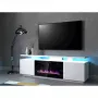 TV-kaappi Cama Meble EVA sähkötakalla 180×40×52 cm, valkoinen runko, kiiltävän valkoiset ovet, MDF-kansi