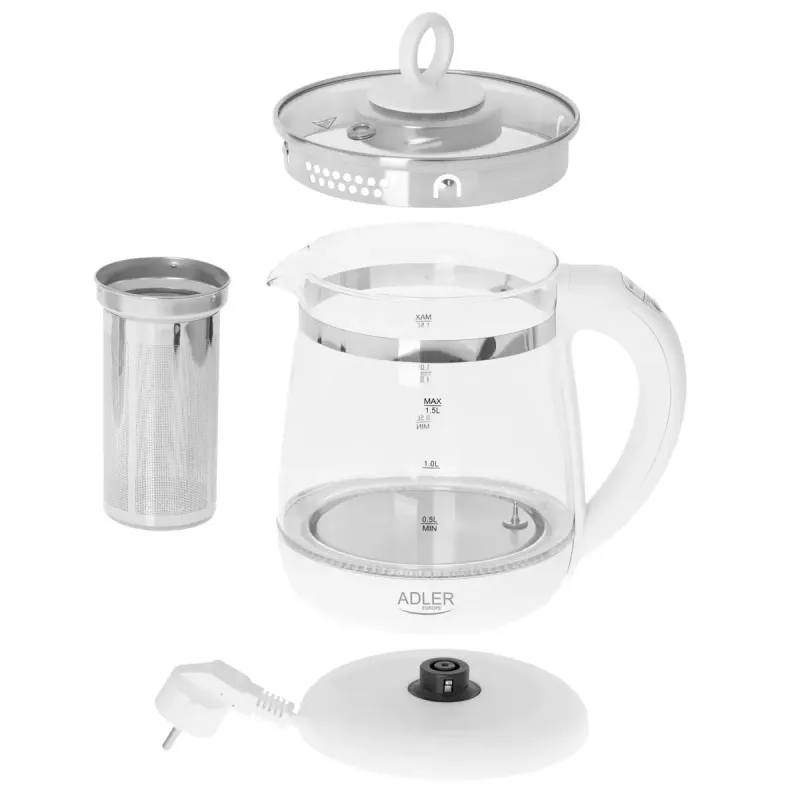 Vedenkeitin Adler AD 1299 1,5 L 1850 W valkoinen