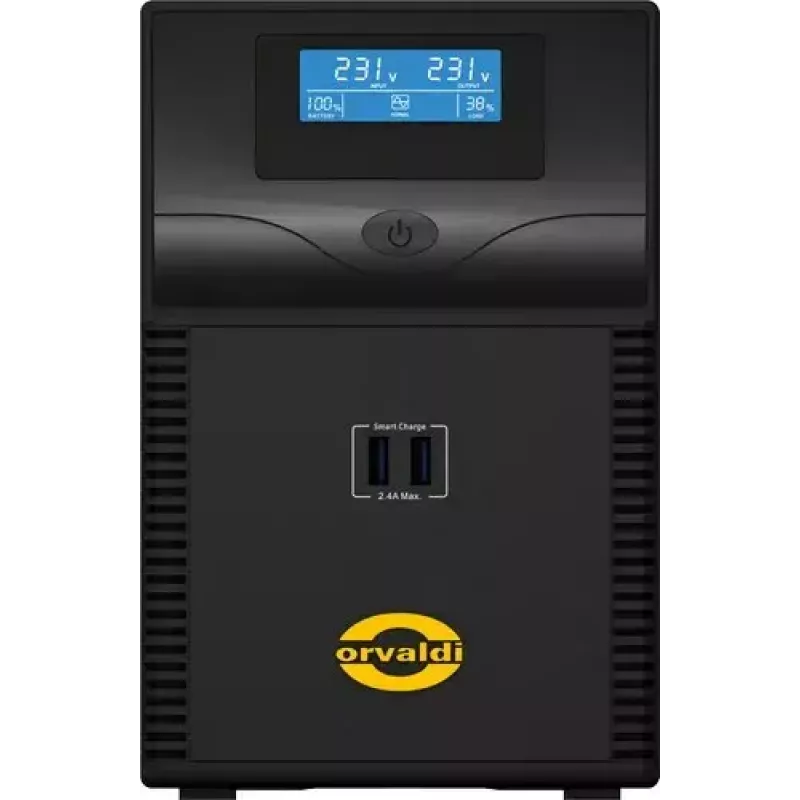 UPS ORVALDI ID1K5CH 1,5 kVA (900 W) Line-Interactive, 24 V akku, LCD, USB, kompakti musta