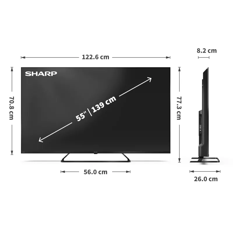 Sharp 55HP6265E TV 139,7 cm (55 tuuman) 4K Ultra HD Smart-TV Wi-Fi musta