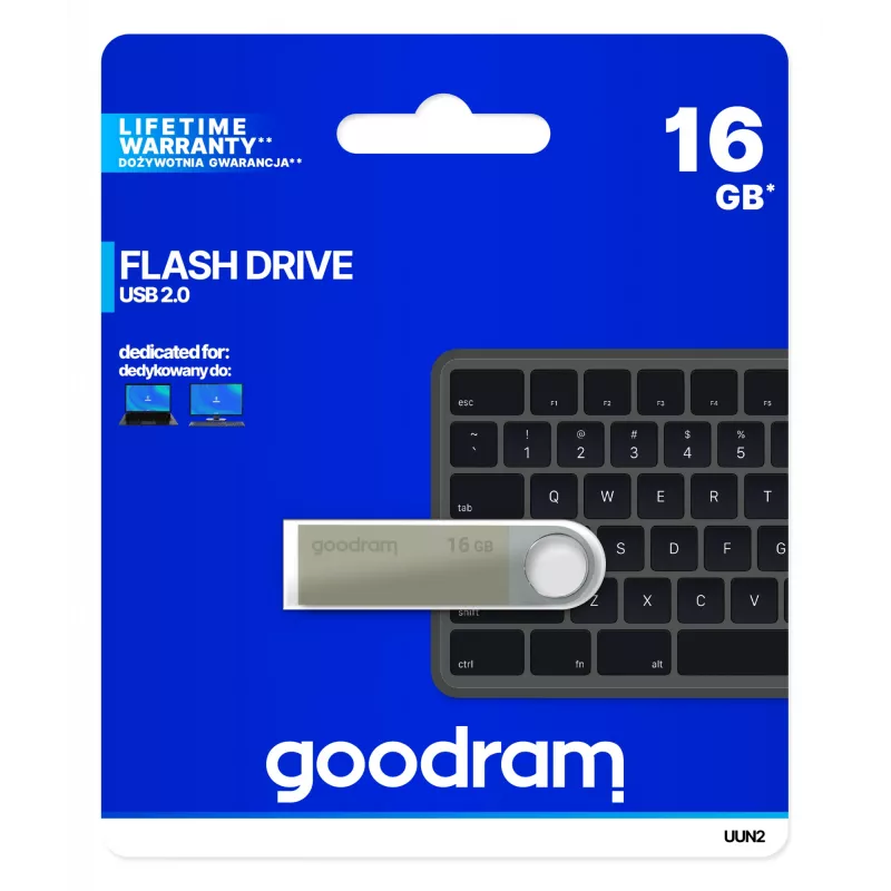 Goodram UUN2 USB-muistitikku 16 GB USB Type-A 2.0 hopea