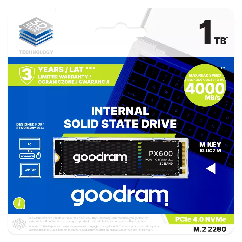 Goodram SSDPR-PX600-250-80 sisäinen SSD 250 GB M.2 PCI Express 4.0 NVMe 3D NAND