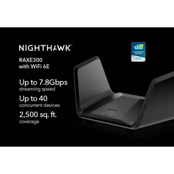 Netgear Nighthawk RAXE300 langaton reititin, Wi-Fi 6E, 4-porttinen kytkin