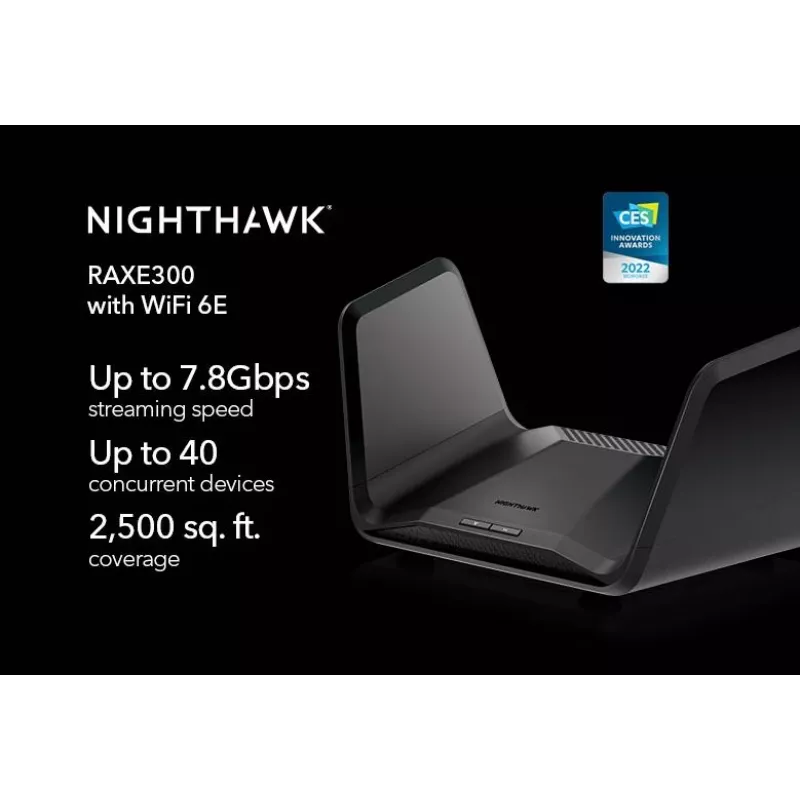 Netgear Nighthawk RAXE300 langaton reititin, Wi-Fi 6E, 4-porttinen kytkin