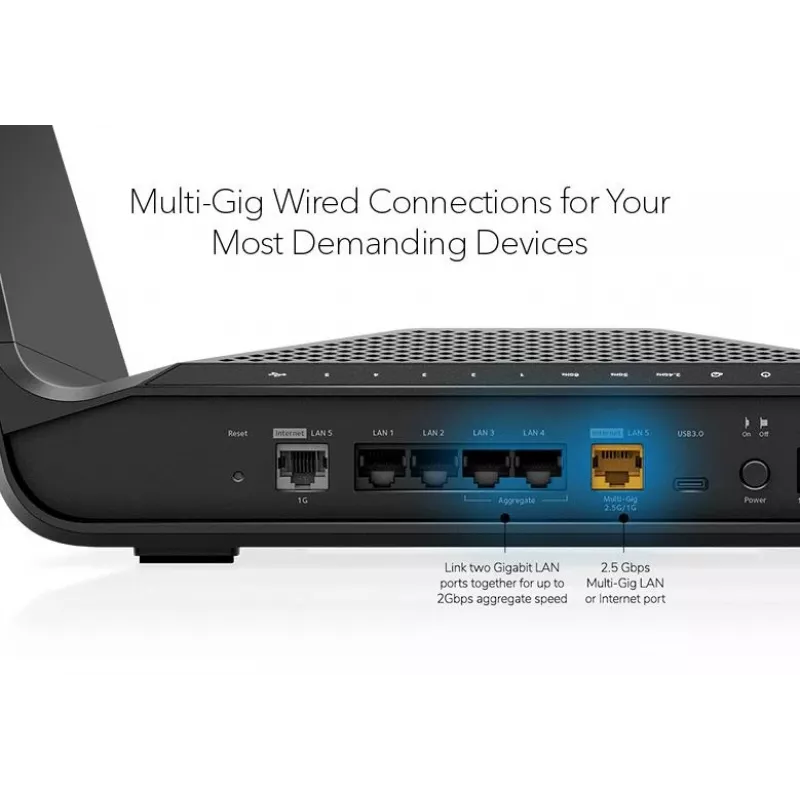 Netgear Nighthawk RAXE300 langaton reititin, Wi-Fi 6E, 4-porttinen kytkin