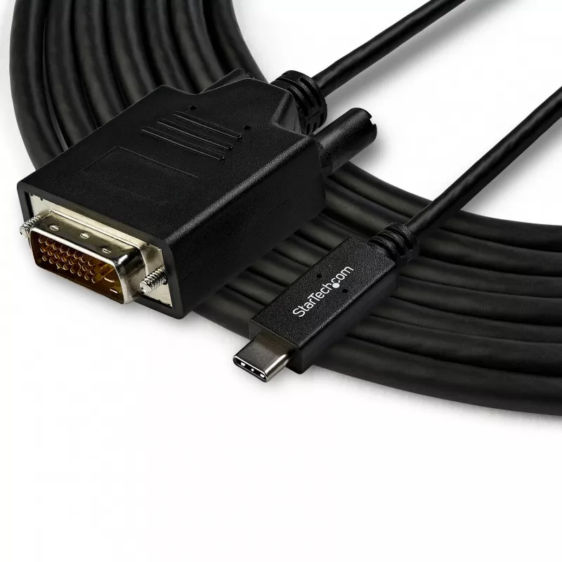 StarTech.com 10ft (3m) USB-C-DVI-kaapeli – 1080p (Single Link) USB Type-C (DP Alt Mode HBR2) - DVI-digitaalivideoadapterikaapeli – toimii Thunderbolt 3:n kanssa – kannettava DVI-monitoriin/näyttöön