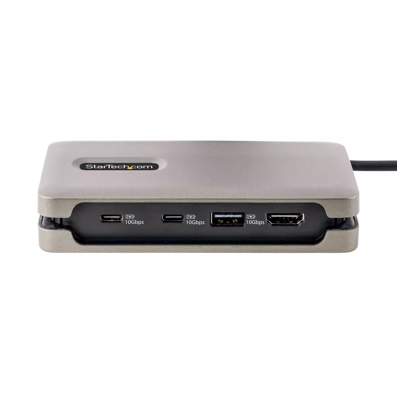 StarTech.com USB-C-moniporttiadapteri, 4K 60Hz HDMI 2.0b, HDR, USB 3.2 Gen 2 10Gbps keskitin (2xUSB-C, 1xUSB-A), 100W PD läpivienti, Mini Travel Dock, 12 tuuman/30cm kaapeli, kannettavan telakointiasema