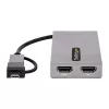 StarTech.com USB–dual-HDMI-sovitin, USB-A/C 2x HDMI-näyttöön (1x 4K30Hz, 1x 1080p), sisäänrakennettu USB-A–C-dongle, 11 cm kaapeli, USB 3.0 – HDMI-näyttösovitin, Windows & macOS