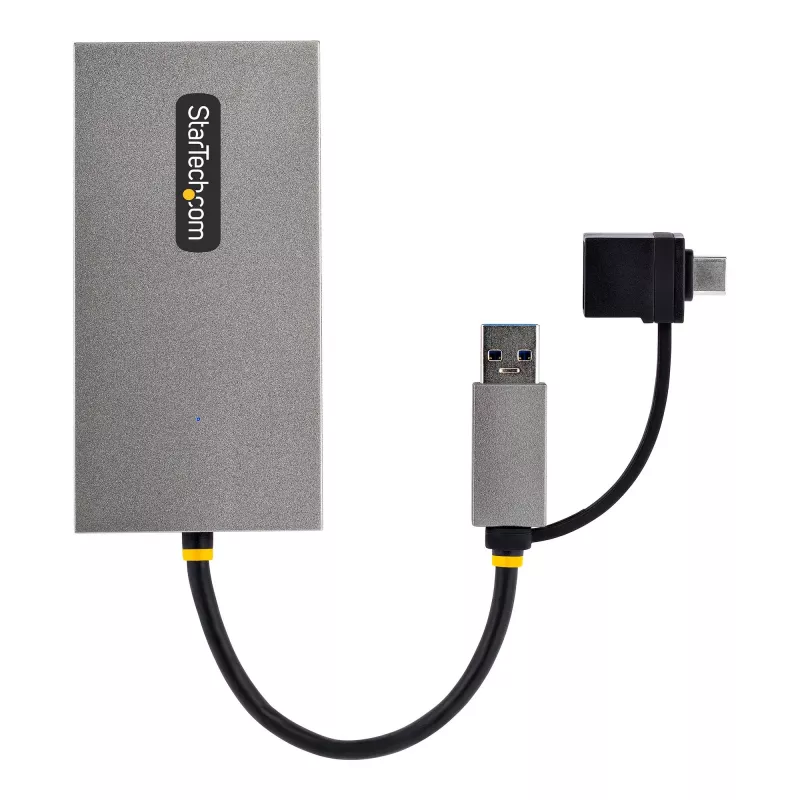 StarTech.com USB–dual-HDMI-sovitin, USB-A/C 2x HDMI-näyttöön (1x 4K30Hz, 1x 1080p), sisäänrakennettu USB-A–C-dongle, 11 cm kaapeli, USB 3.0 – HDMI-näyttösovitin, Windows & macOS