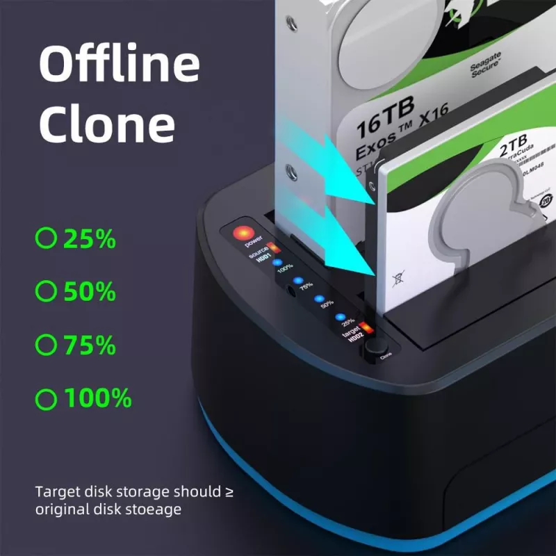 CoreParts MS-CLONER-SATA2.5-3.5 telakointiasema tallennusasemille musta